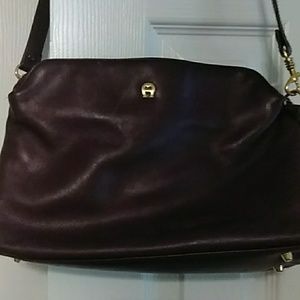 Burgundy Etienne Aigner leather shoulder bag